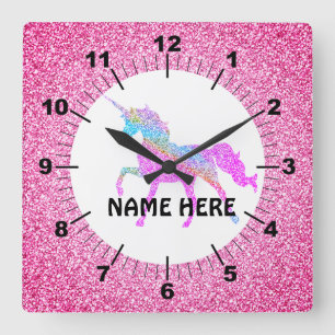 Horloge Carrée Clock de Purple Unicorn