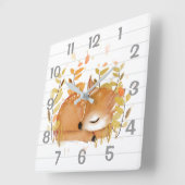 Horloge Carrée Clock de Sleeping Fawn (Angle)