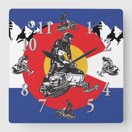 Horloge Carrée Clock de snowmobile du Colorado (Recto)