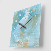 Horloge Carrée Clock de Snowy Egret Wall (Angle)
