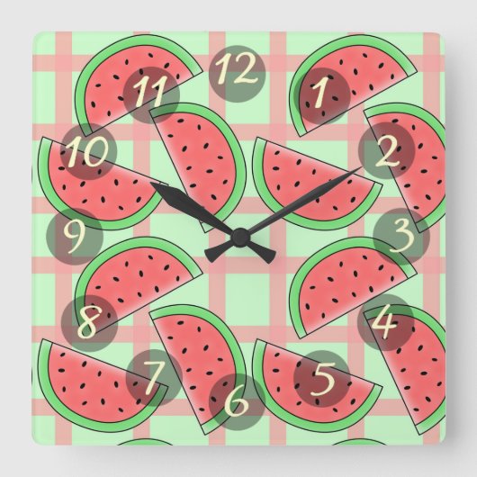 Horloge Carrée Clock de Watermelons (Recto)