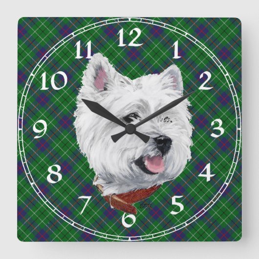 Horloge Carrée Clock de White Terrier (Recto)