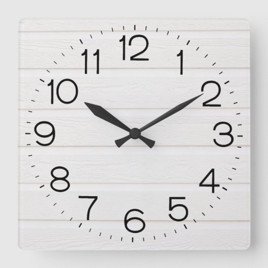 Horloge Carrée Clock de White Wood (Recto)