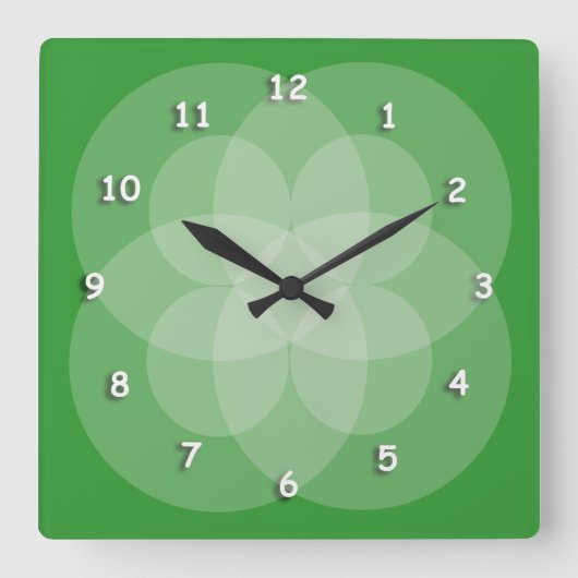 Horloge Carrée Clock - Intersecting Circles with White Numerals (Recto)