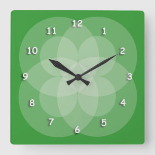 Horloge Carrée Clock - Intersecting Circles with White Numerals