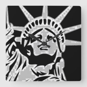 Horloge Carrée Clock Lady Liberty Wall