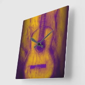 Horloge Carrée Clock Old Guitar (Angle)