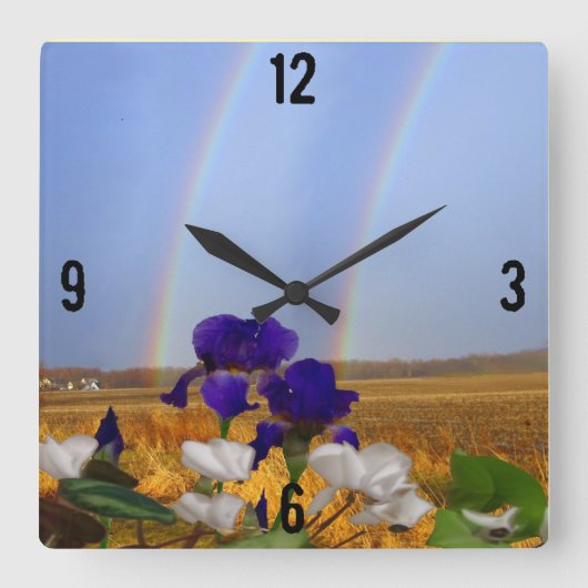 Horloge Carrée Clock Rainbows and Irises (Recto)