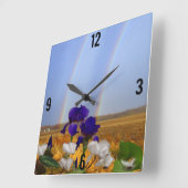 Horloge Carrée Clock Rainbows and Irises (Angle)