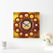 Horloge Carrée Clock Red & Orange Luminous Wall (Maison)