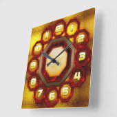 Horloge Carrée Clock Red & Orange Luminous Wall (Angle)