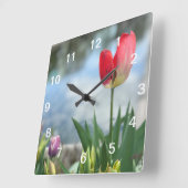 Horloge Carrée Clock Red Tulip (Angle)