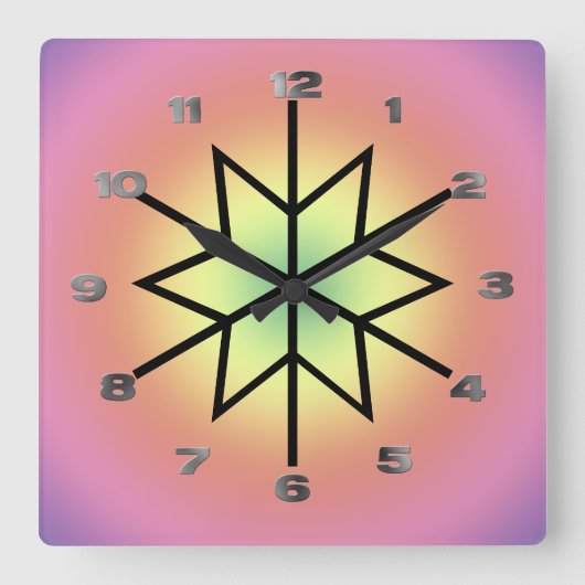 Horloge Carrée Clock - Star with metallic numerals (Recto)