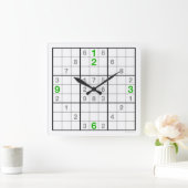 Horloge Carrée Clock sudoku with downloadable puzzle (green) (Maison)