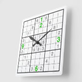 Horloge Carrée Clock sudoku with downloadable puzzle (green) (Angle)