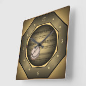 Horloge Carrée Clock-tagon ~ Banjo ~ Partition ~ Unique ~ (Angle)