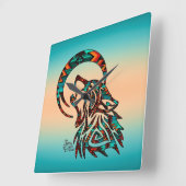 Horloge Carrée Clock Tribal Wolf Square (Angle)