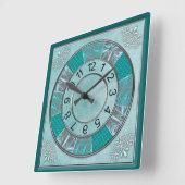 HORLOGE CARRÉE CLOCK - TURQUOISE -DESIGN - (Angle)