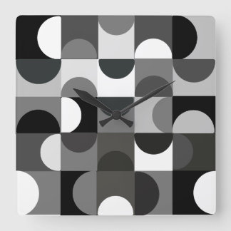 Horloge Carrée Clock Urban Contemporain Midcentury Modern B+W