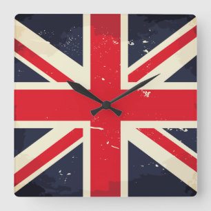 Horloge Carrée Clock Vintage Union Jack Wall
