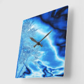 Horloge Carrée Clock Wall Blue Tree (Angle)