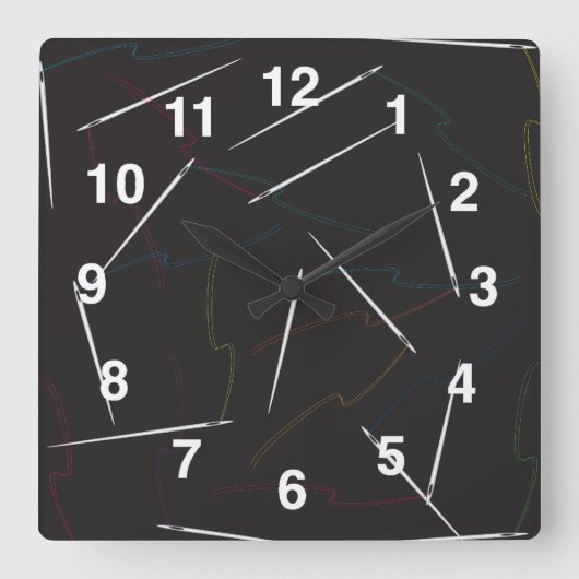 Horloge Carrée Clock Wall Needle and Thread (Recto)
