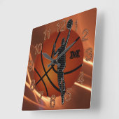 Horloge Carrée Clocks de basket-ball de Cool Boys (Angle)