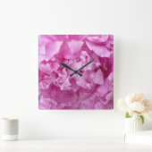 Horloge Carrée Closeup de pivoines roses (Maison)