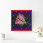 Horloge Carrée Closeup Rose coloré (Maison)