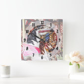 Horloge Carrée Closeuse à trois chevaux-carrousel (Maison)