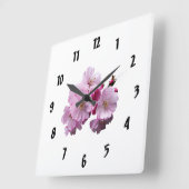 Horloge Carrée Closeuse des fleurs de cerisiers (Angle)