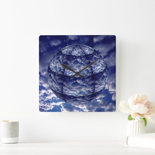 Horloge Carrée Cloud 3D Abstrait (Maison)