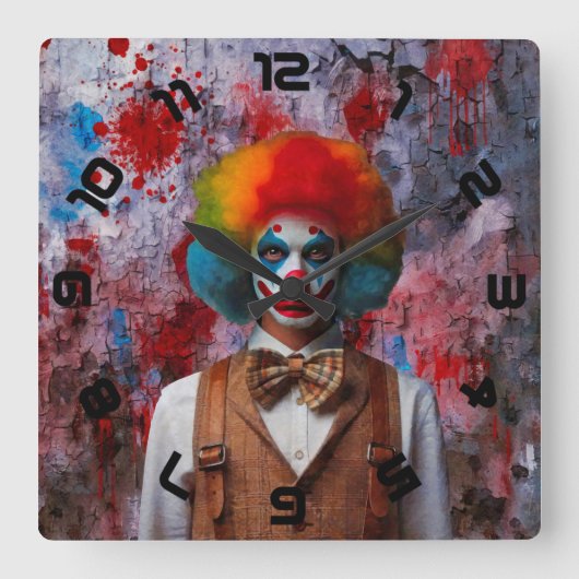 Horloge Carrée Clown (Recto)
