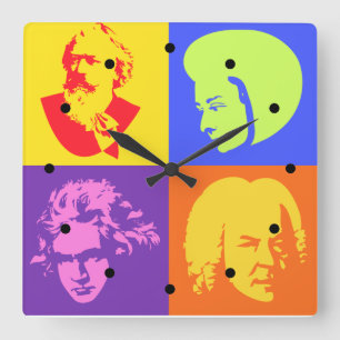 Horloge Carrée Club pop art music clock