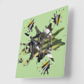 Horloge Carrée Clubs De Golf Et Art Abstrait Tee - shirt, (Angle)