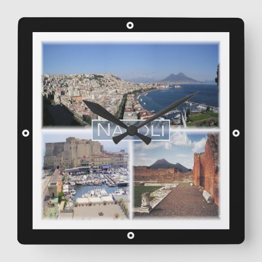 Horloge Carrée CMP030 NAPLES, MONT VESUVIUS, Italie, Carrelage en (Recto)