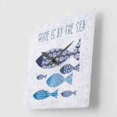 Horloge Carrée Coastal | Home is By the Sea (Angle)