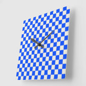 Horloge Carrée Cobalt and cream checkerboard pattern (Angle)