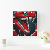 Horloge Carrée Cobra serpent avec des écailles rouges vibrantes e (Maison)