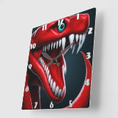 Horloge Carrée Cobra serpent avec des écailles rouges vibrantes e (Angle)