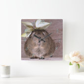 Horloge Carrée Cochon d'Inde (Maison)