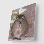 Horloge Carrée Cochon d'Inde (Angle)