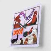 Horloge Carrée Cock-A-Doodle-Doo ! (Angle)