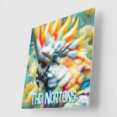 Horloge Carrée Cockatoo Bird Yellow Poppies Personalized (Angle)