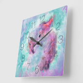 Horloge Carrée Cockatoo en pastel watercolor artistic (Angle)