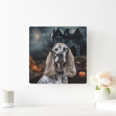 Horloge Carrée Cocker Spaniel Halloween Épouvantable (Maison)