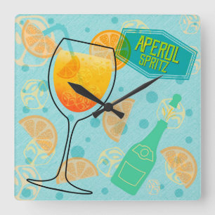 Horloge Carrée Cocktail Aperol Spritz