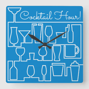 Horloge Carrée Cocktail bleu