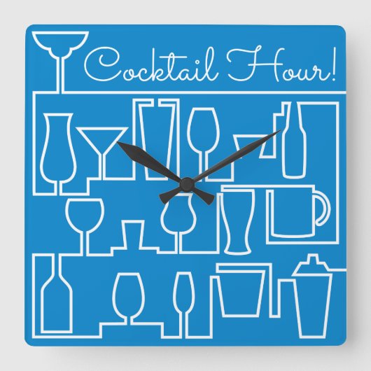 Horloge Carrée Cocktail bleu (Recto)