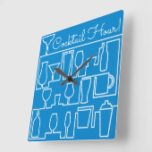 Horloge Carrée Cocktail bleu (Angle)